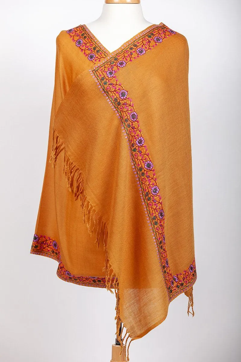 Manaslu Mustard Yellow Embroidered Shawl