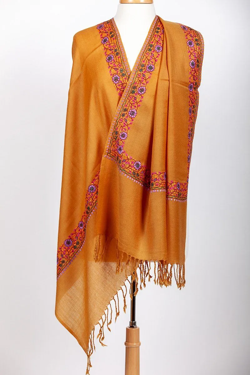 Manaslu Mustard Yellow Embroidered Shawl