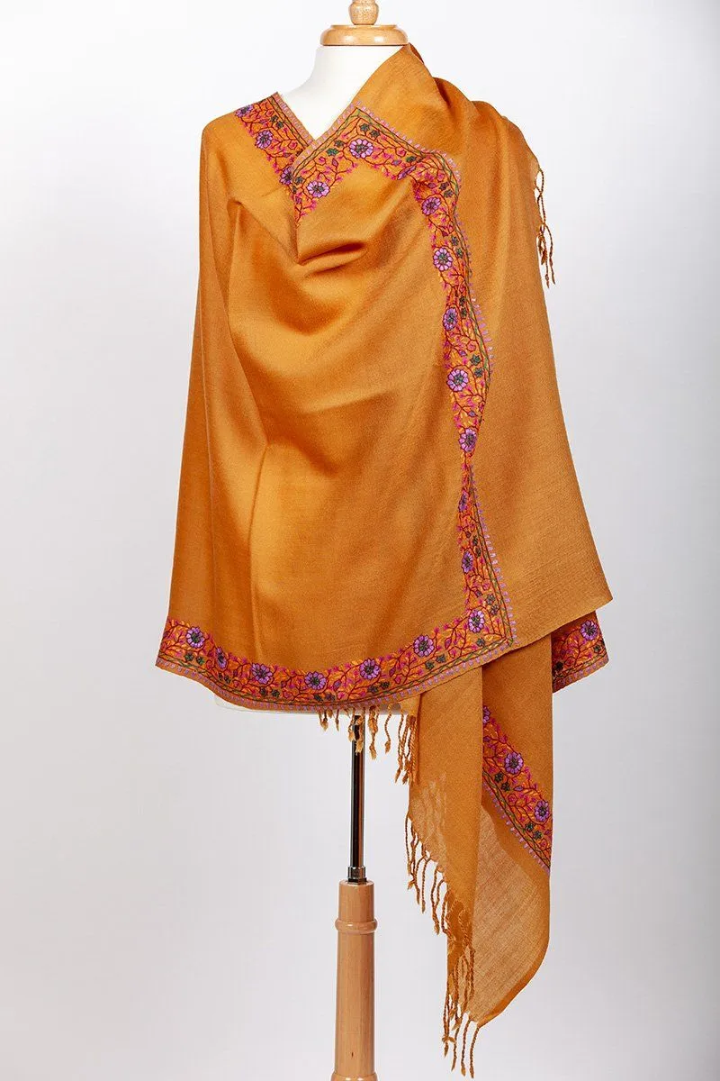 Manaslu Mustard Yellow Embroidered Shawl