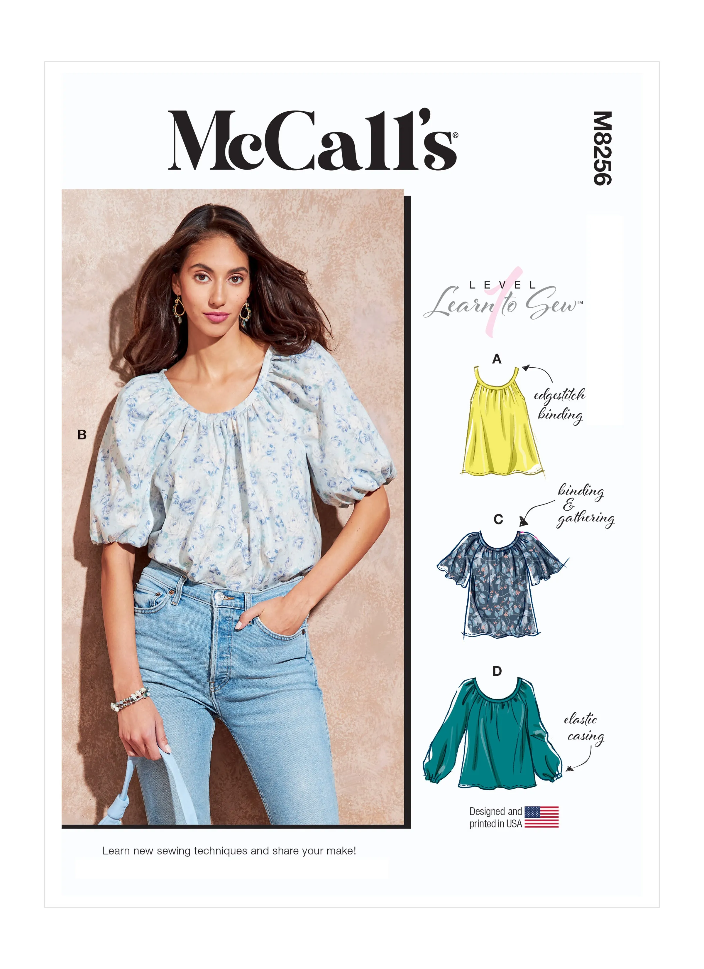 McCall's Sewing Pattern 8256 Misses' Tops