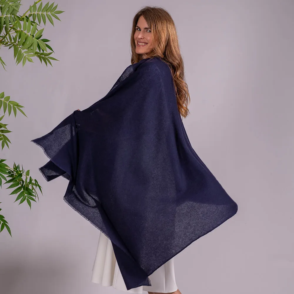 Midnight Blue Gossamer Cashmere Shawl