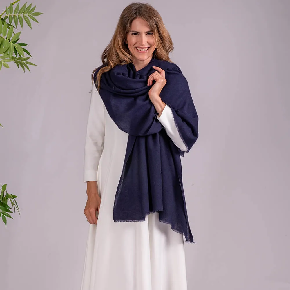 Midnight Blue Gossamer Cashmere Shawl