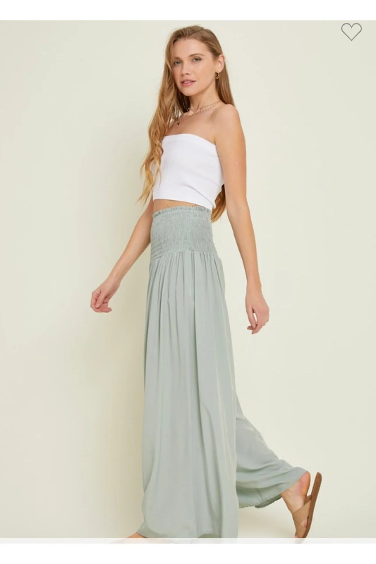 Mint Smocked Palazzo Pants