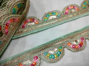 Multicolor Scalloped Zari Trim