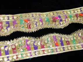 Multicolour Golden Traditional Gota Work Embroidered Border