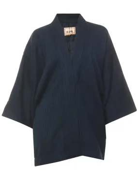 Navy Cropped Kimono - L