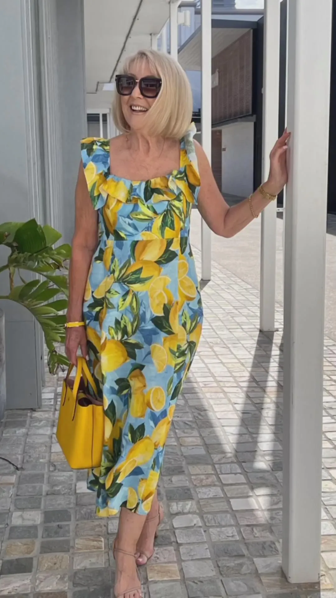 Oversized lemon print tunic dress