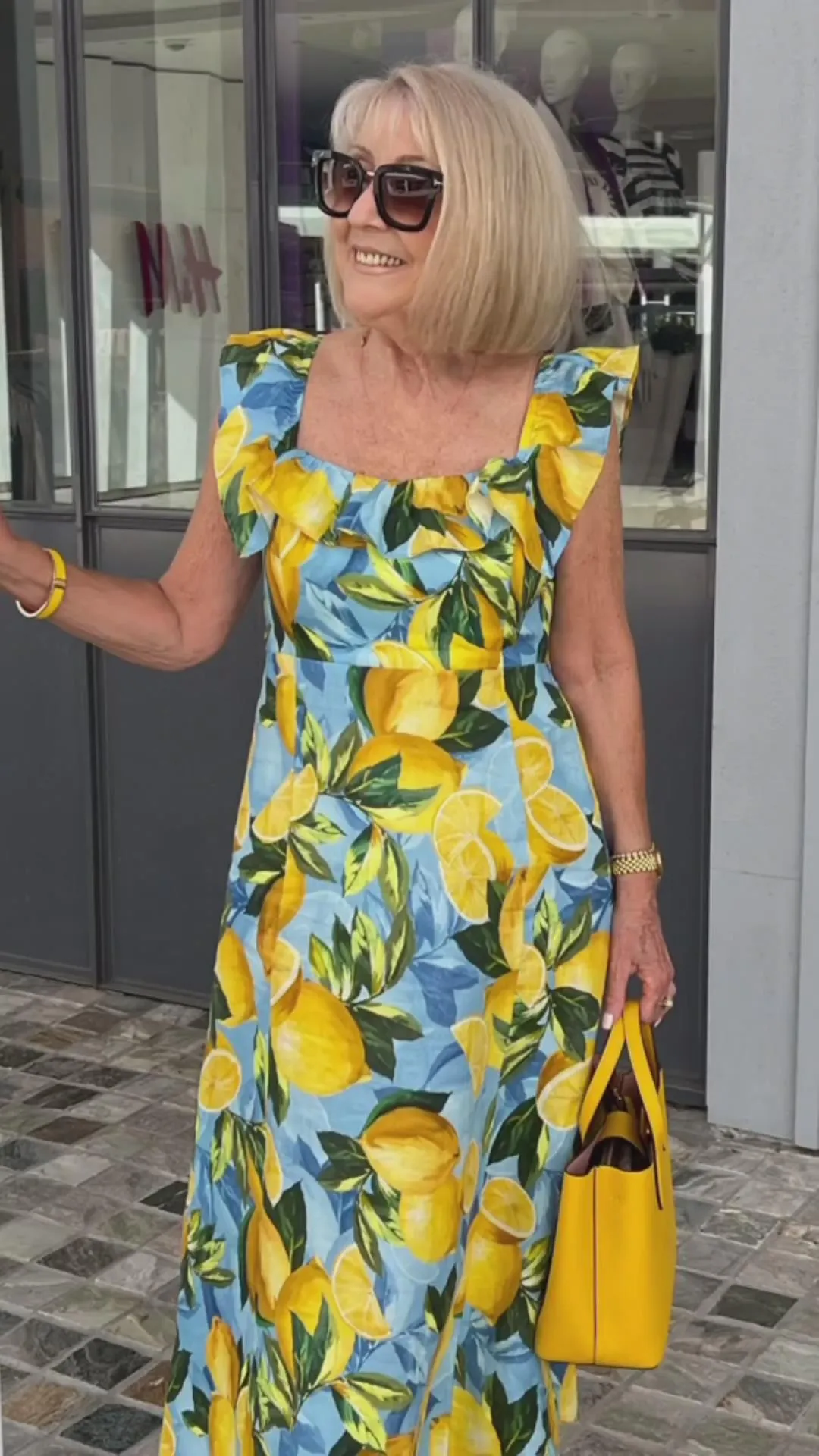 Oversized lemon print tunic dress