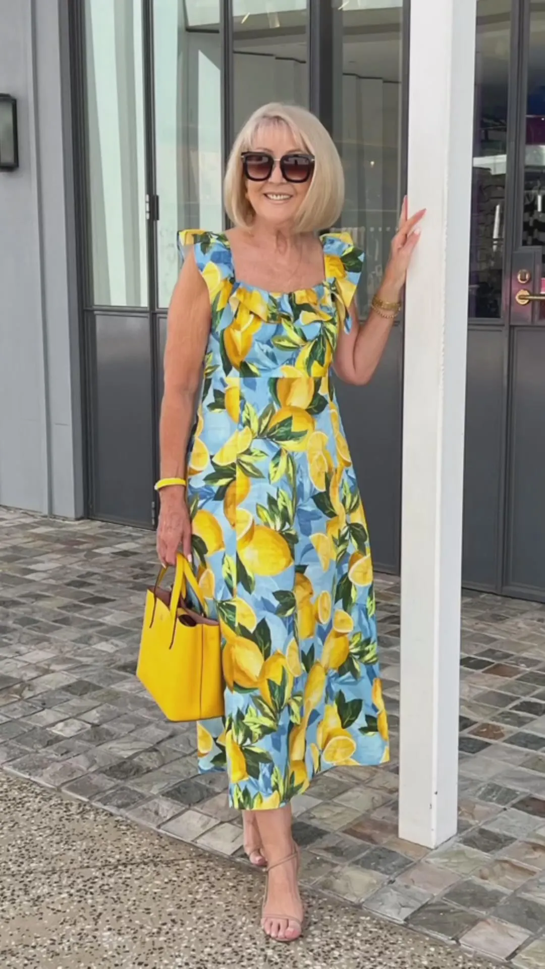 Oversized lemon print tunic dress