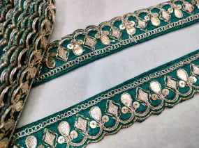 Peacock Green Embellished Trim