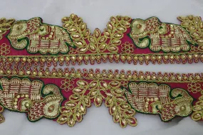 Pink Designer Zari Work Embroidered Border