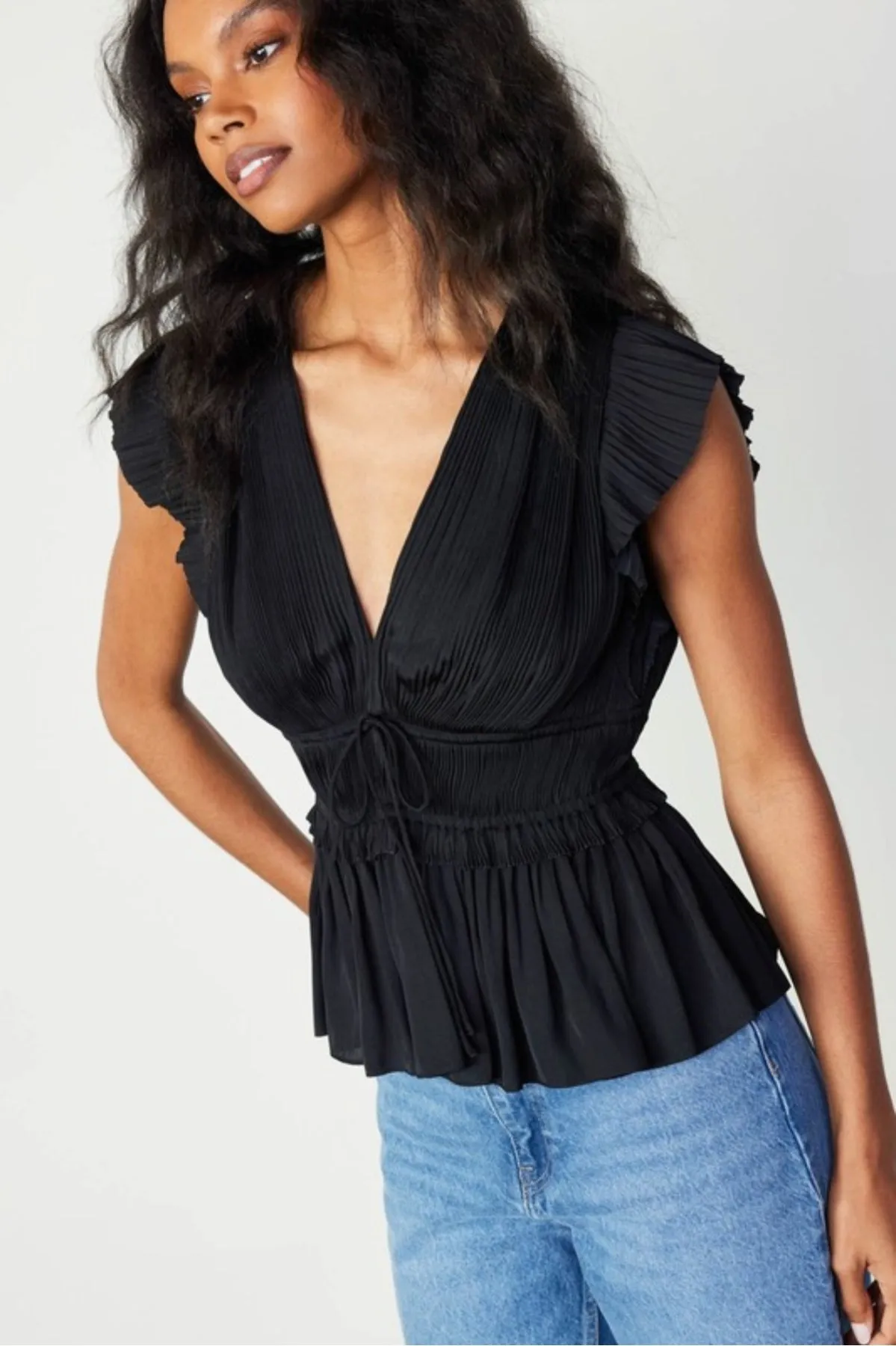 Pleated Peplum Shirt