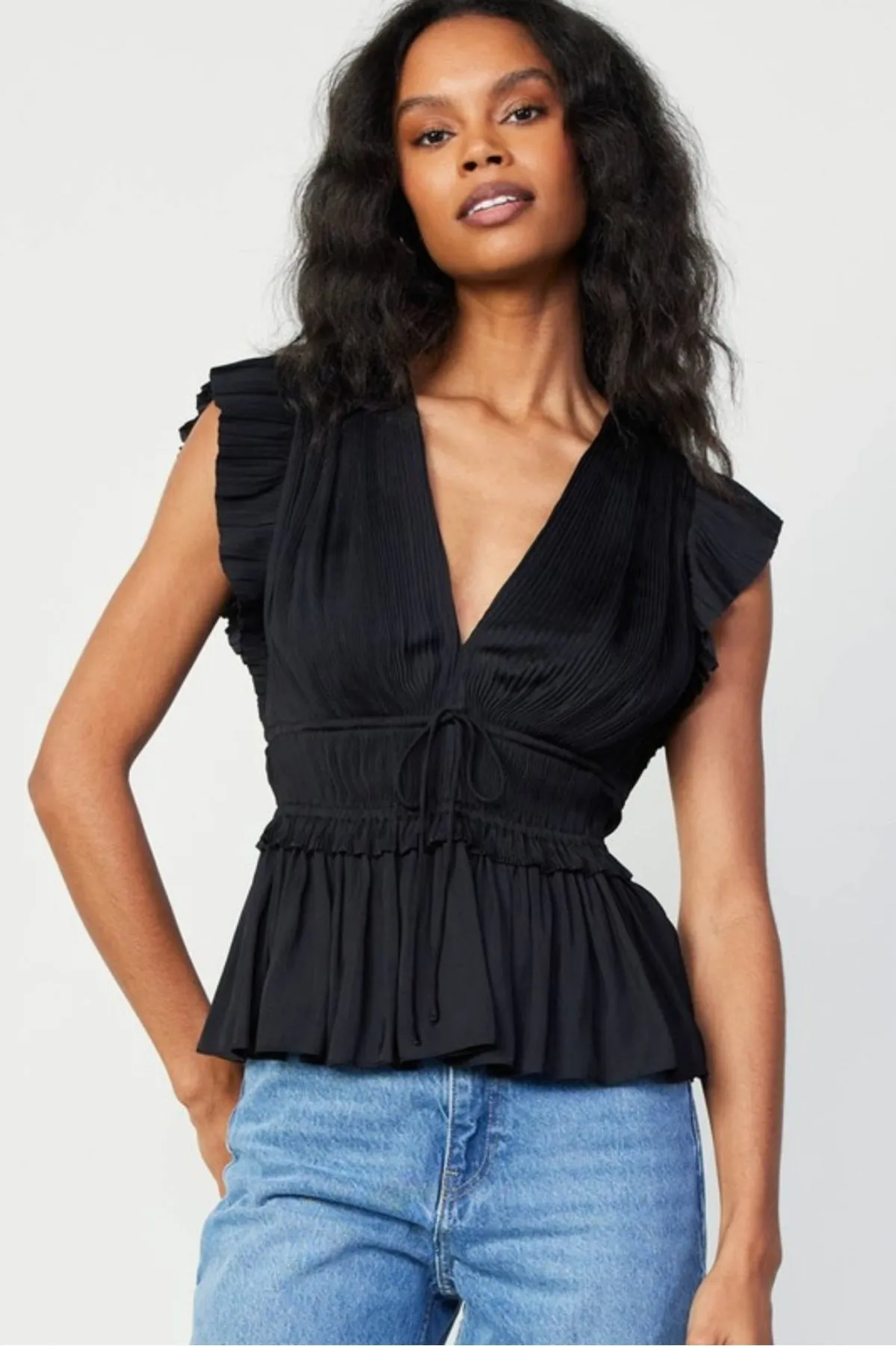 Pleated Peplum Shirt