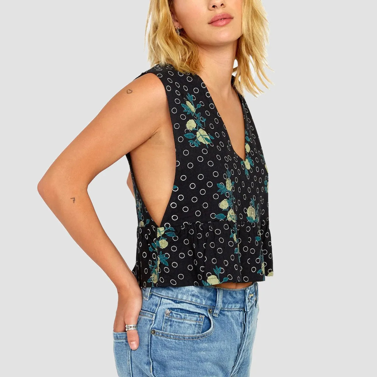 RVCA Eastern Peplum Top Black - Womens