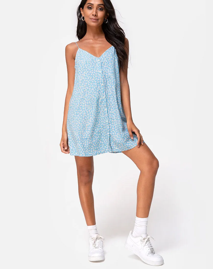 Sanna Slip Dress in Ditsy Rose Blue