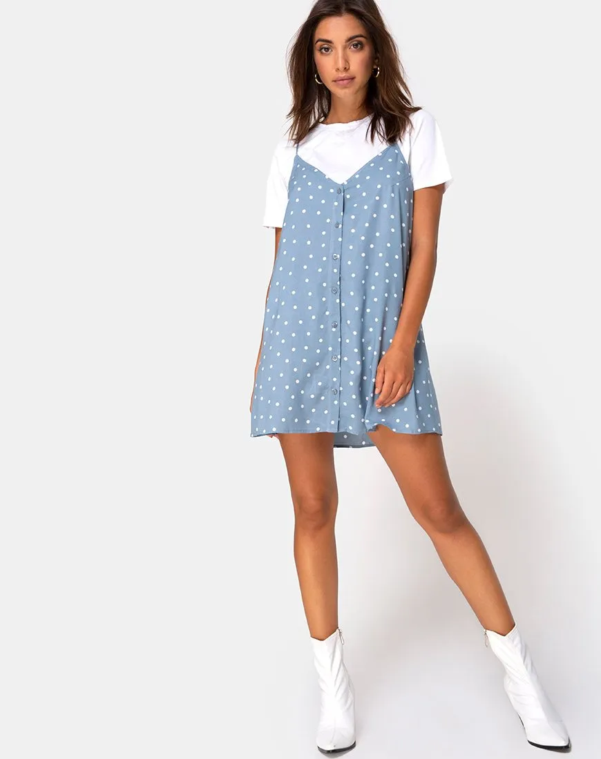 Sanna Slip Dress in Skater Polka Blue