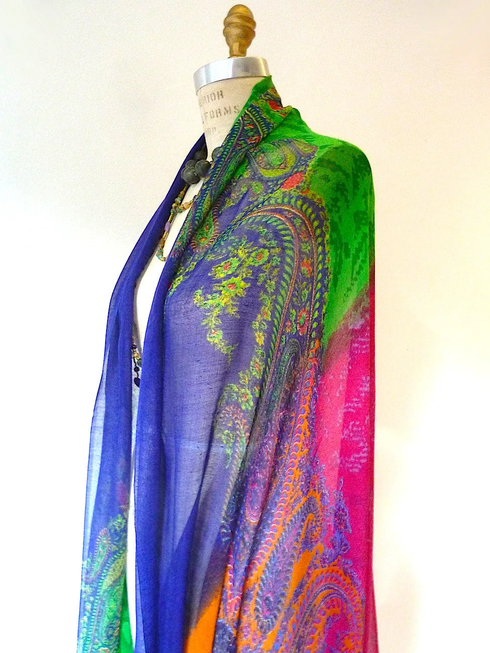 SHAWL SILK AND CASHMERE BRIGHT PAISLEY