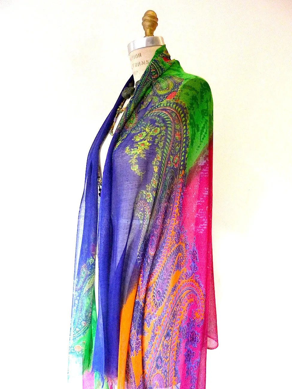 SHAWL SILK AND CASHMERE BRIGHT PAISLEY