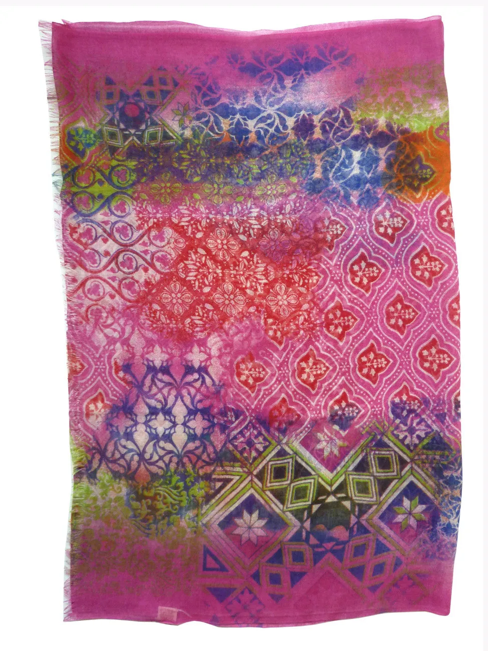 SHAWL SILK AND CASHMERE FUCHSIA BATIK