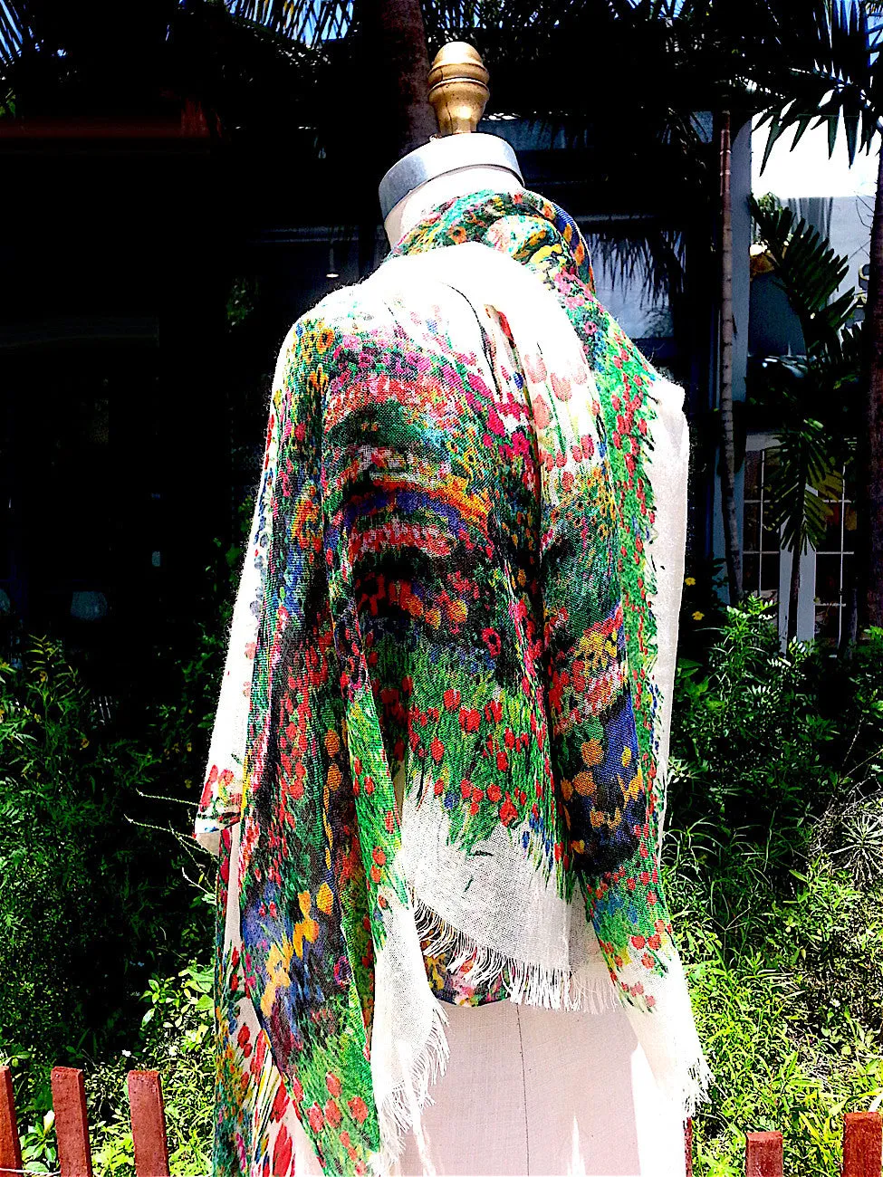 Shawl Silk And Cashmere Monet Floral