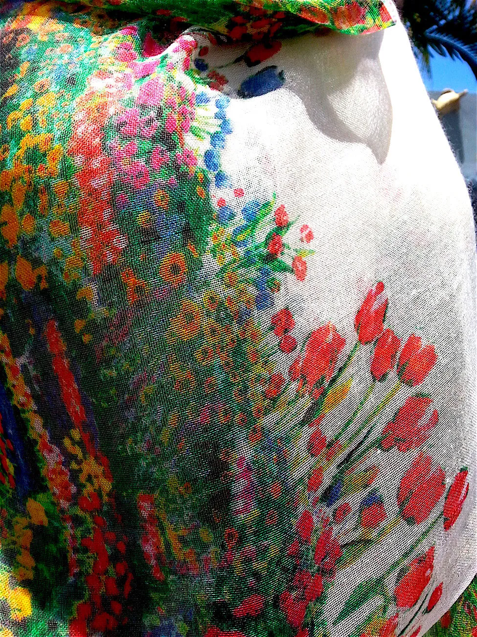 Shawl Silk And Cashmere Monet Floral