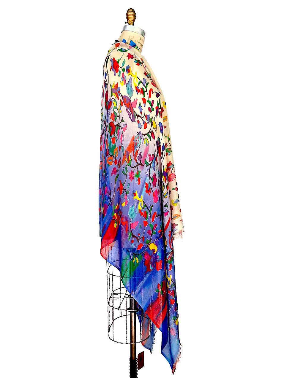 Shawl Silk And Cashmere Ombre Oriental Flower