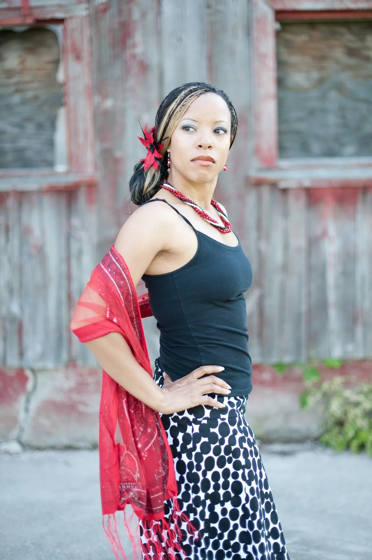 Sheer Silky Scarf Red