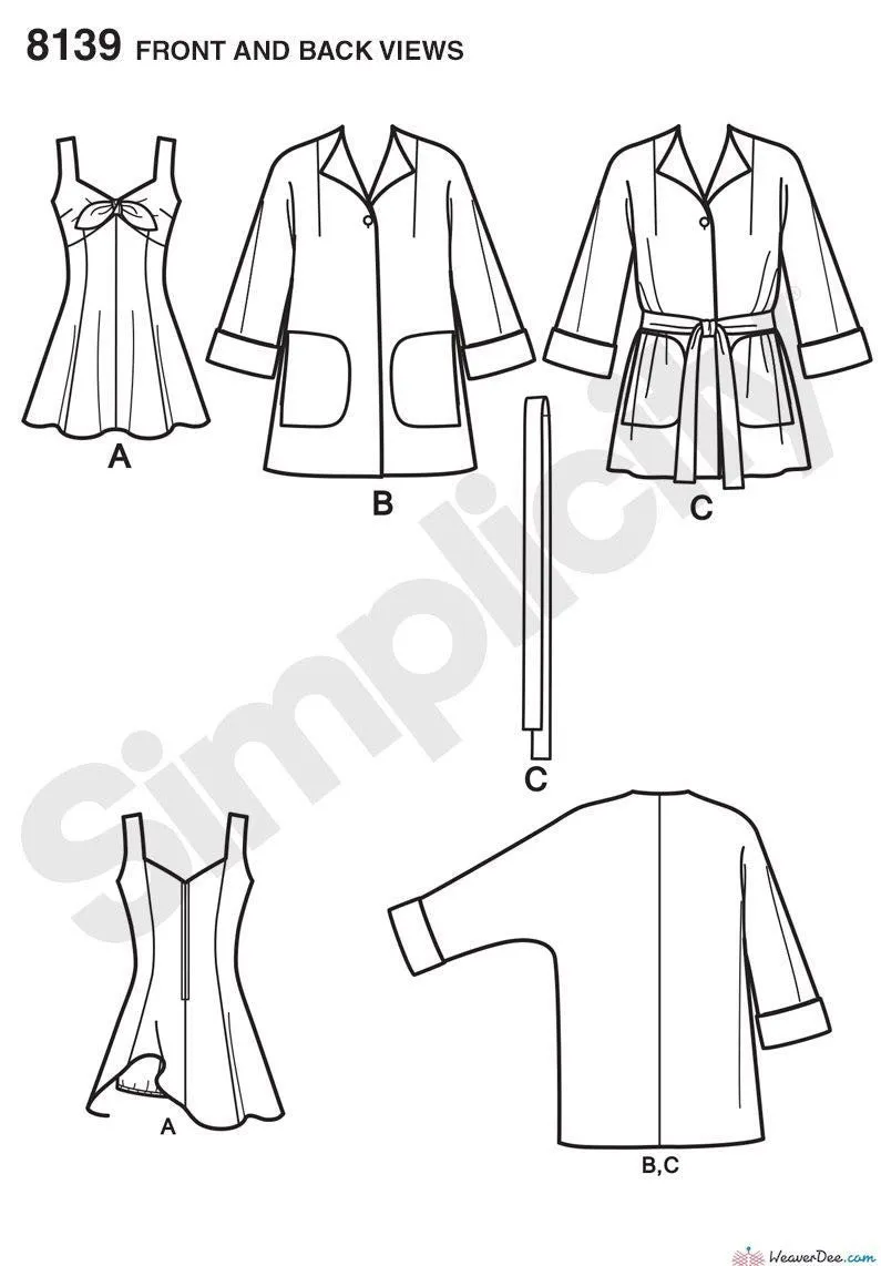 Simplicity Pattern S8139 Misses' Vintage Bathing Dress & Beach Coat