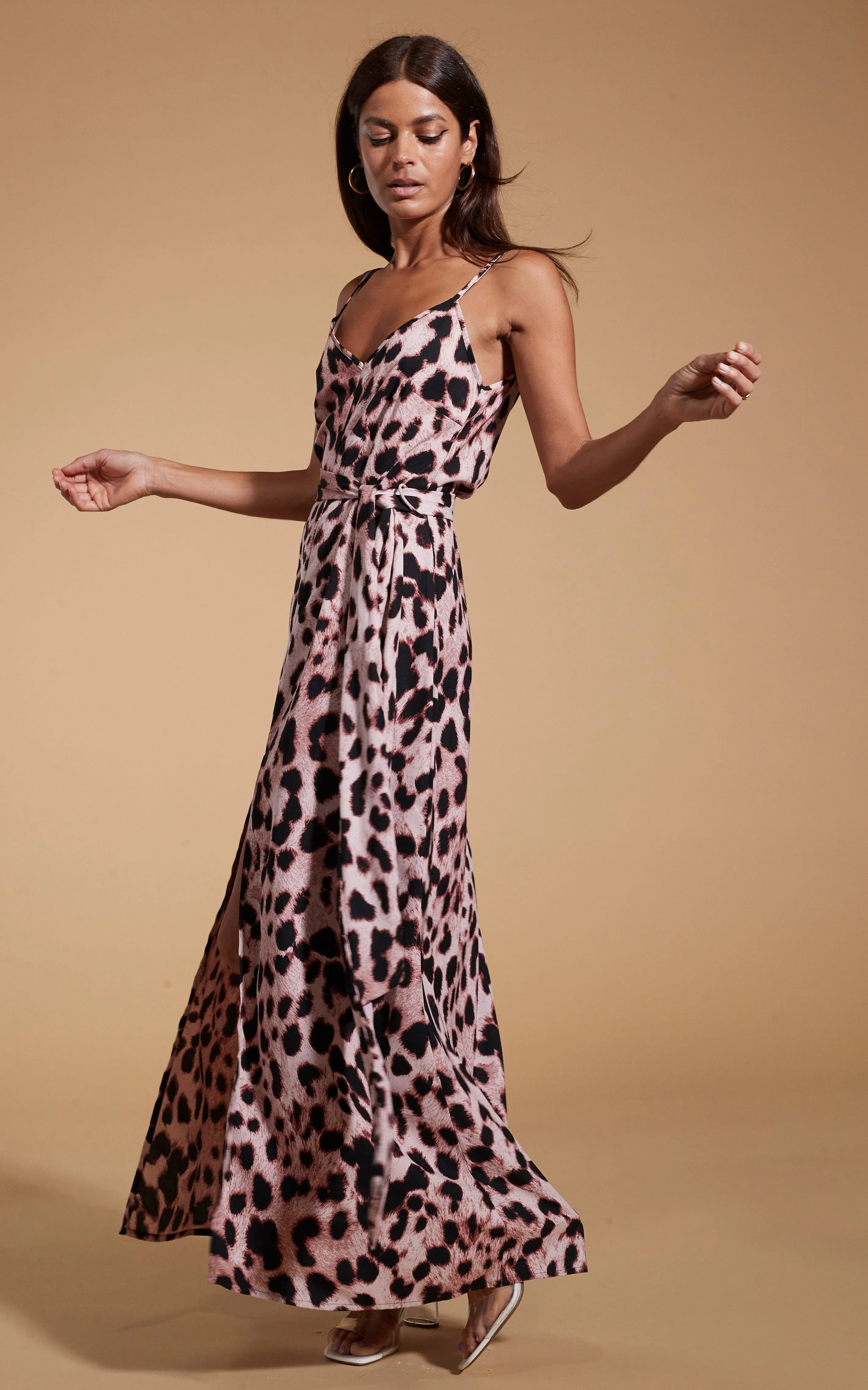 Sookie Slip Dress in Blush Leopard