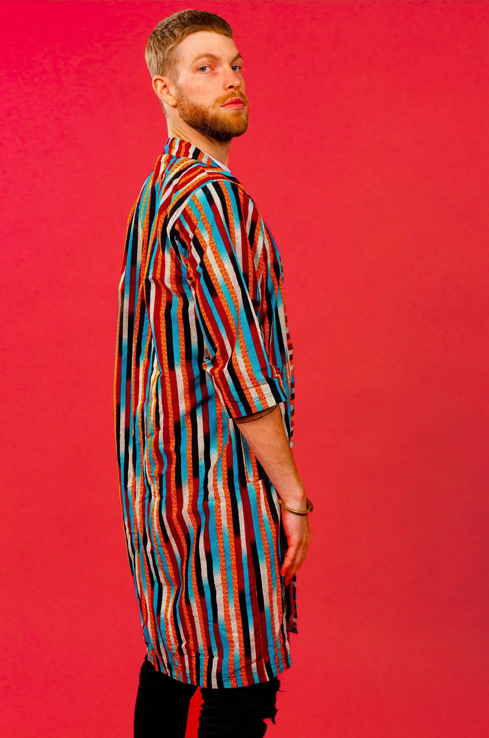 Striped Unisex African Print Kimono