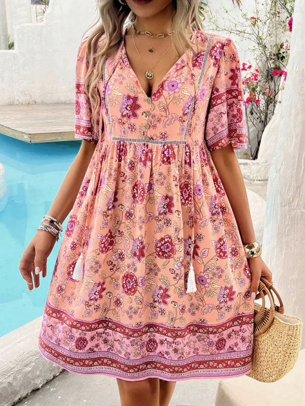 Sundress Women's Floral Boho Dress with Empire Waist