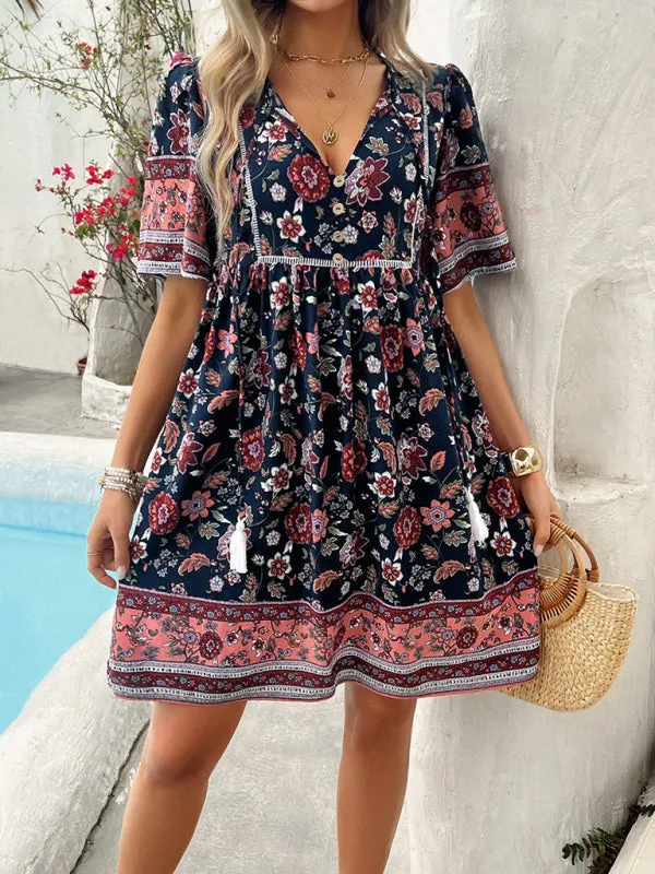 Sundress Women's Floral Boho Dress with Empire Waist