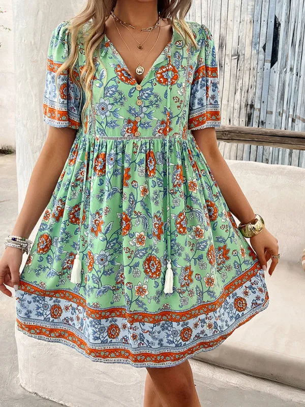 Sundress Women's Floral Boho Dress with Empire Waist