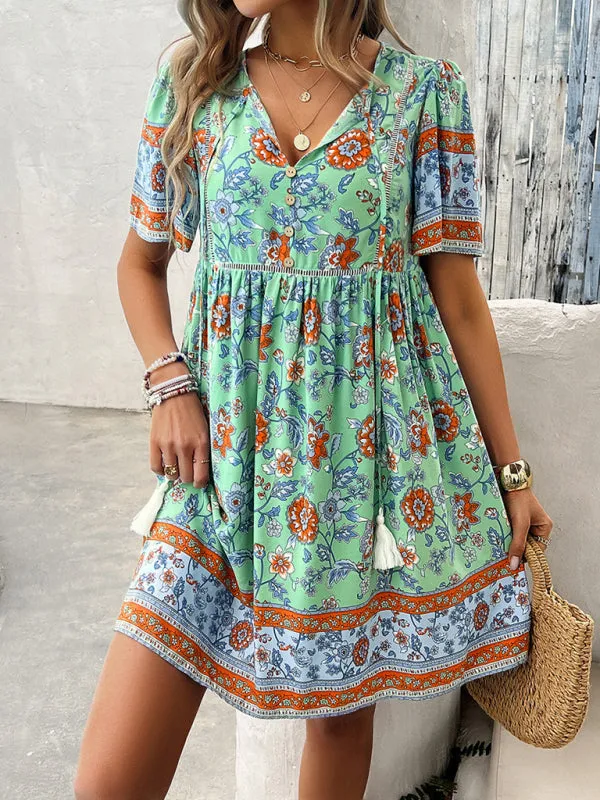 Sundress Women's Floral Boho Dress with Empire Waist