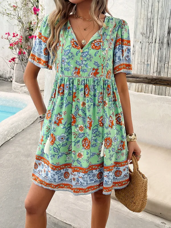 Sundress Women's Floral Boho Dress with Empire Waist