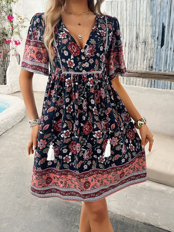 Sundress Women's Floral Boho Dress with Empire Waist