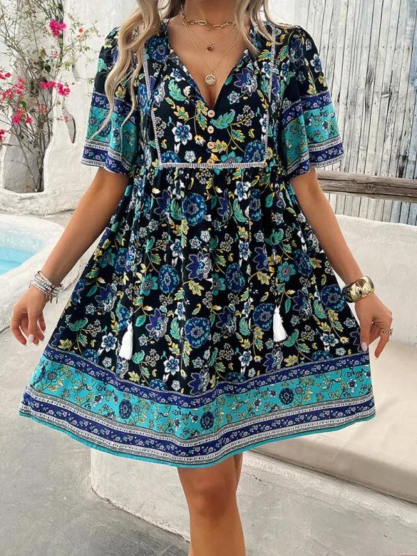 Sundress Women's Floral Boho Dress with Empire Waist