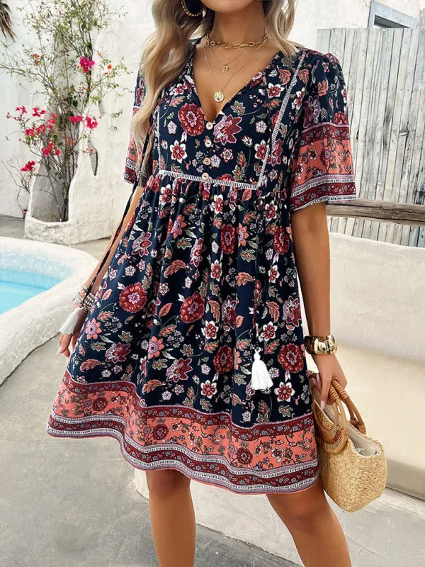 Sundress Women's Floral Boho Dress with Empire Waist