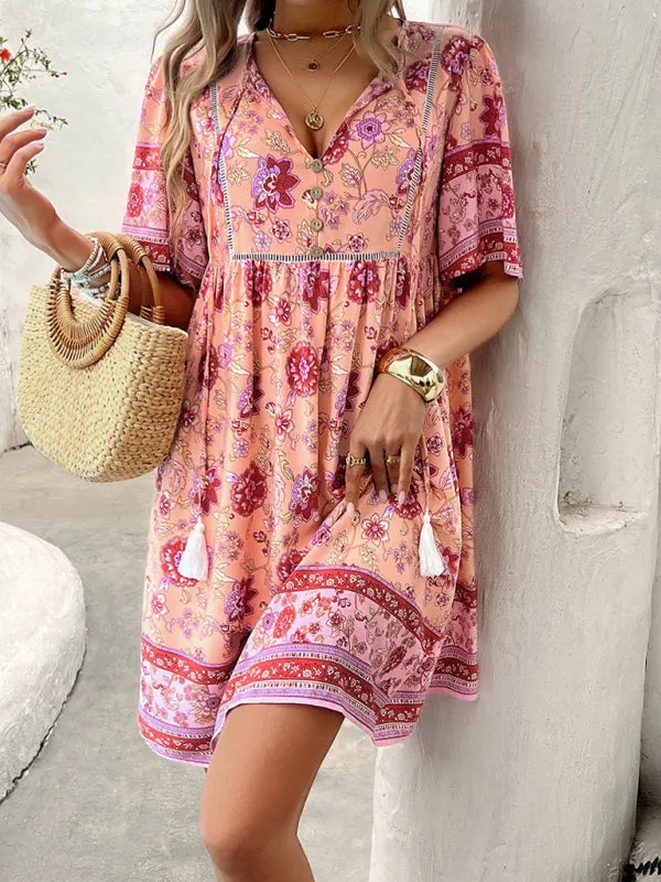 Sundress Women's Floral Boho Dress with Empire Waist