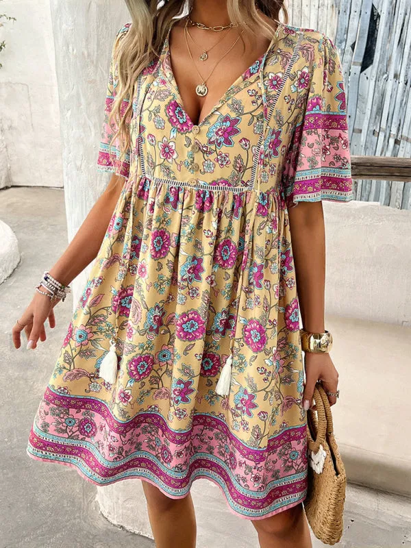 Sundress Women's Floral Boho Dress with Empire Waist