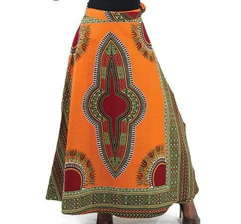 Traditional Print Wrap Skirt