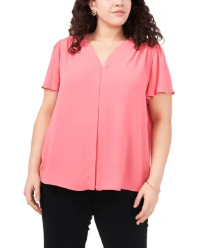 Violet Flutter Sleeve Blouse | CARMINE PINK