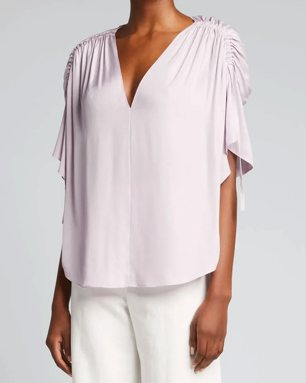 Violette Ruched Flutter Sleeve Blouse