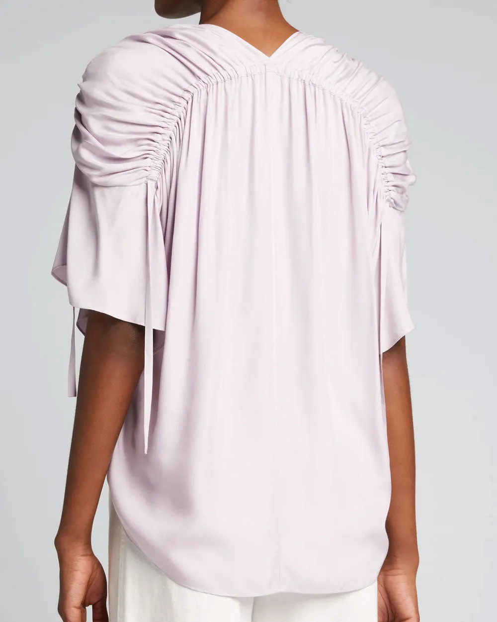 Violette Ruched Flutter Sleeve Blouse