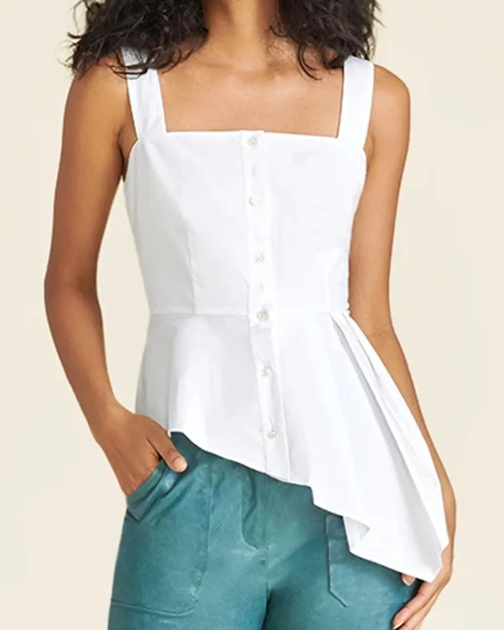 White Aleali Peplum Tank