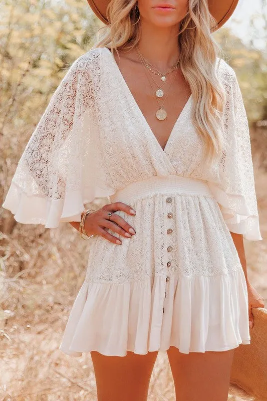 White Boho Lace Dress