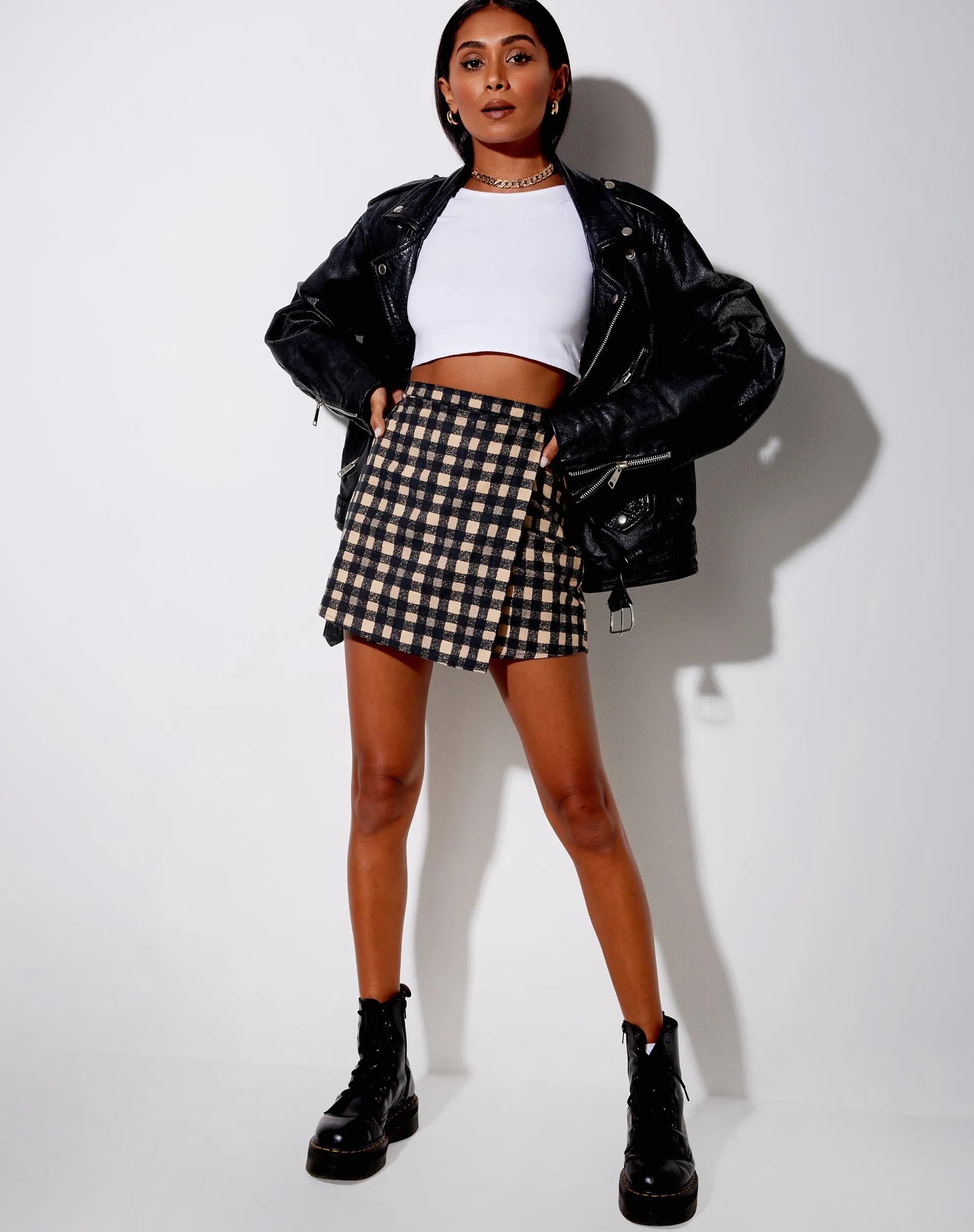 Wrap Mini Skirt in 90's Grunge Check