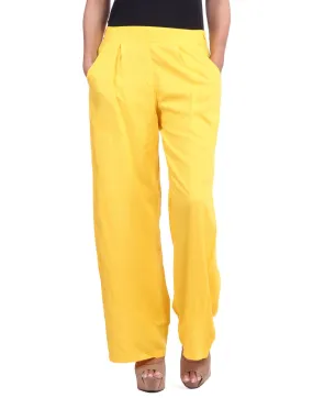 Yellow Solid Rayon Palazzo