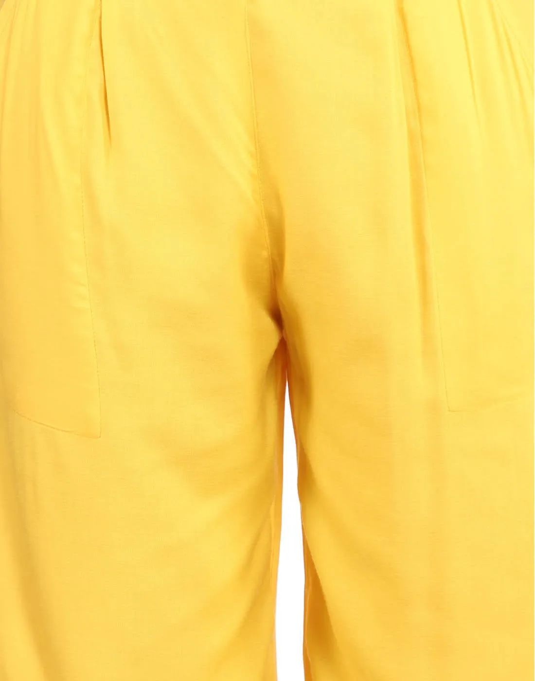 Yellow Solid Rayon Palazzo